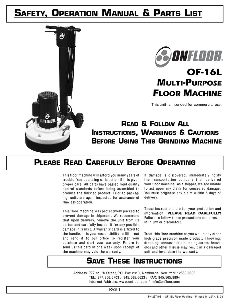 Onfloor OF-16L Safety, operation manual & parts list