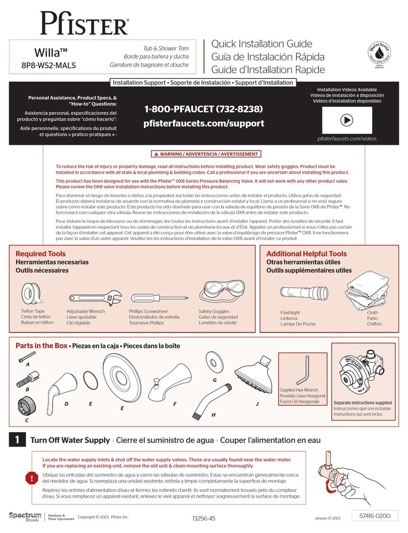 Spectrum Brands Pfister Willa 8P8-WS2-MALSGS Quick installation guide Spectrum Brands Pfister Willa 8P8-WS2-MALSGS Quick installation guide