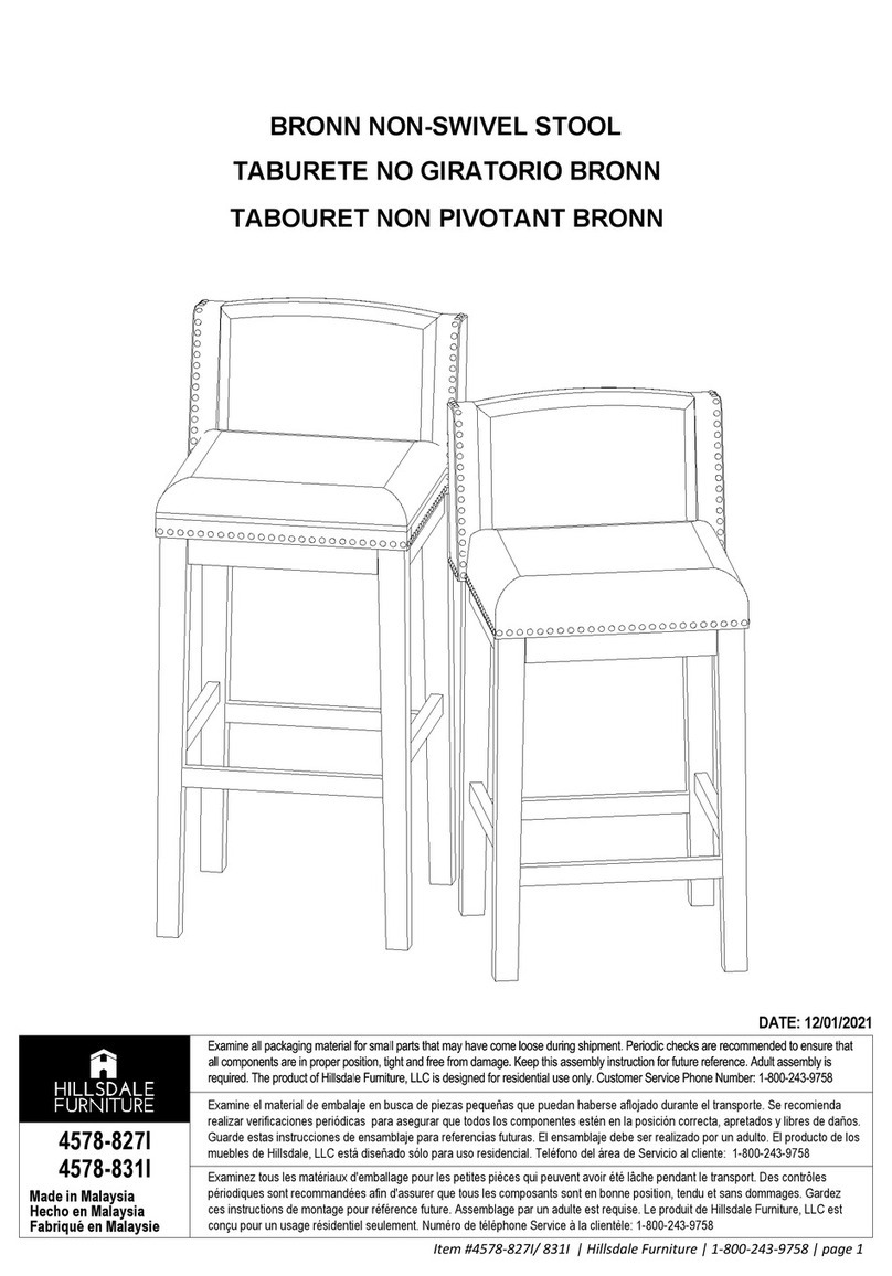 Hillsdale Furniture BRONN 4578-827I Assembly instructions Hillsdale Furniture BRONN 4578-827I Assembly instructions
