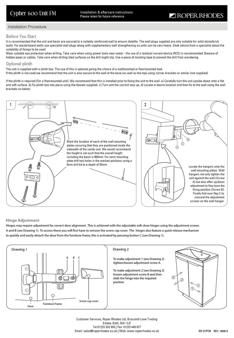 Roper Rhodes Cypher 600 Unit FM Installation & Aftercare Instructions Roper Rhodes Cypher 600 Unit FM Installation & Aftercare Instructions