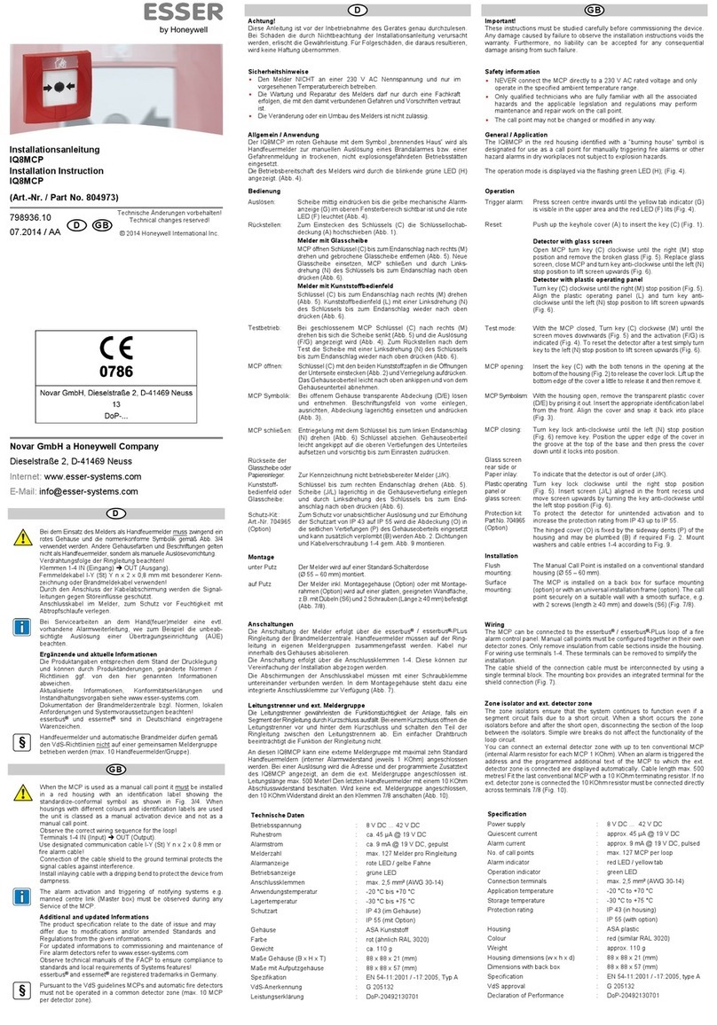 Honeywell 804973 User manual