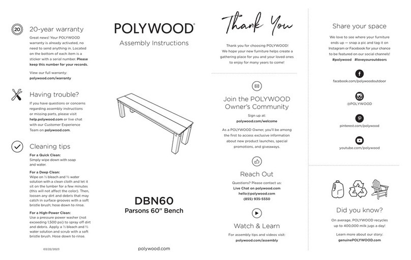 Polywood Parsons DBN60 User manual Polywood Parsons DBN60 User manual
