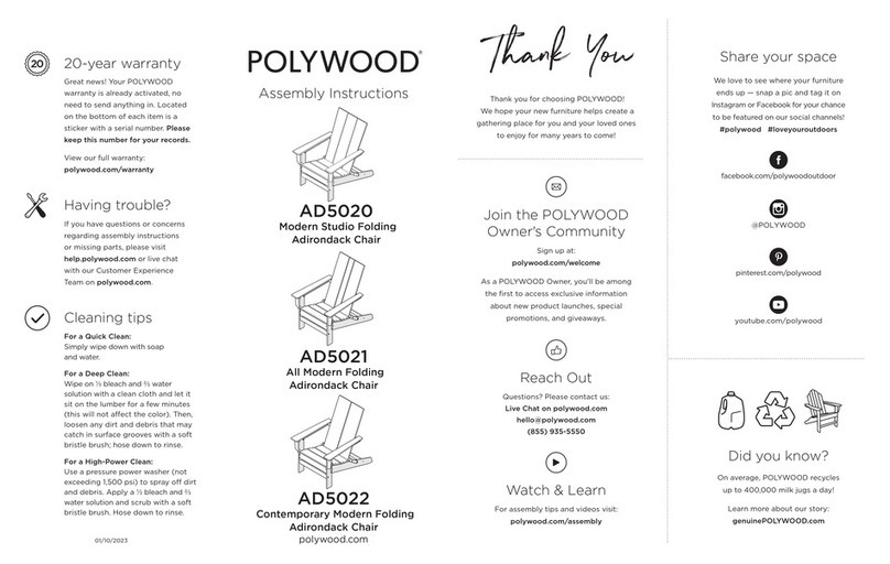 Polywood Adirondack AD5020 User manual Polywood Adirondack AD5020 User manual