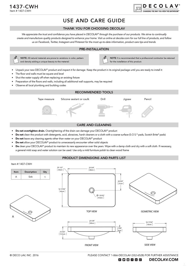 Decolav 1437-CWH Use and care guide
