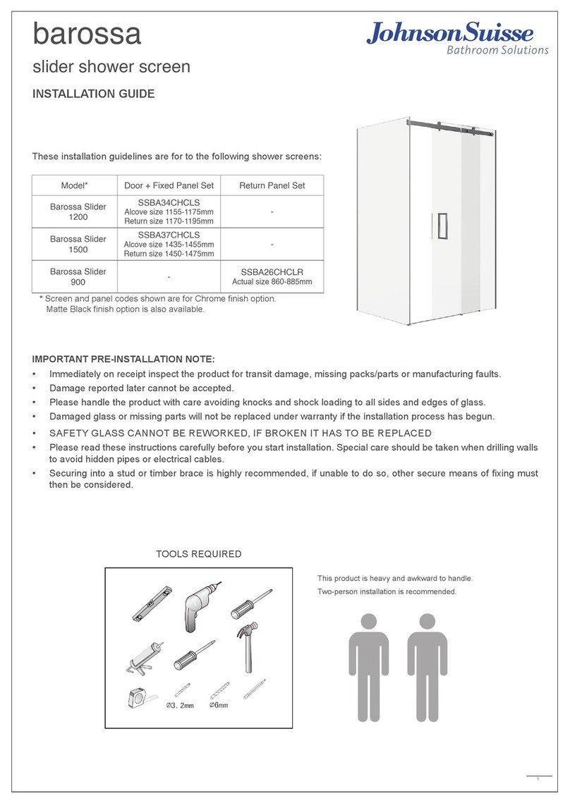 JohnsonSuisse Barossa Slider 1200 installation guide JohnsonSuisse Barossa Slider 1200 installation guide