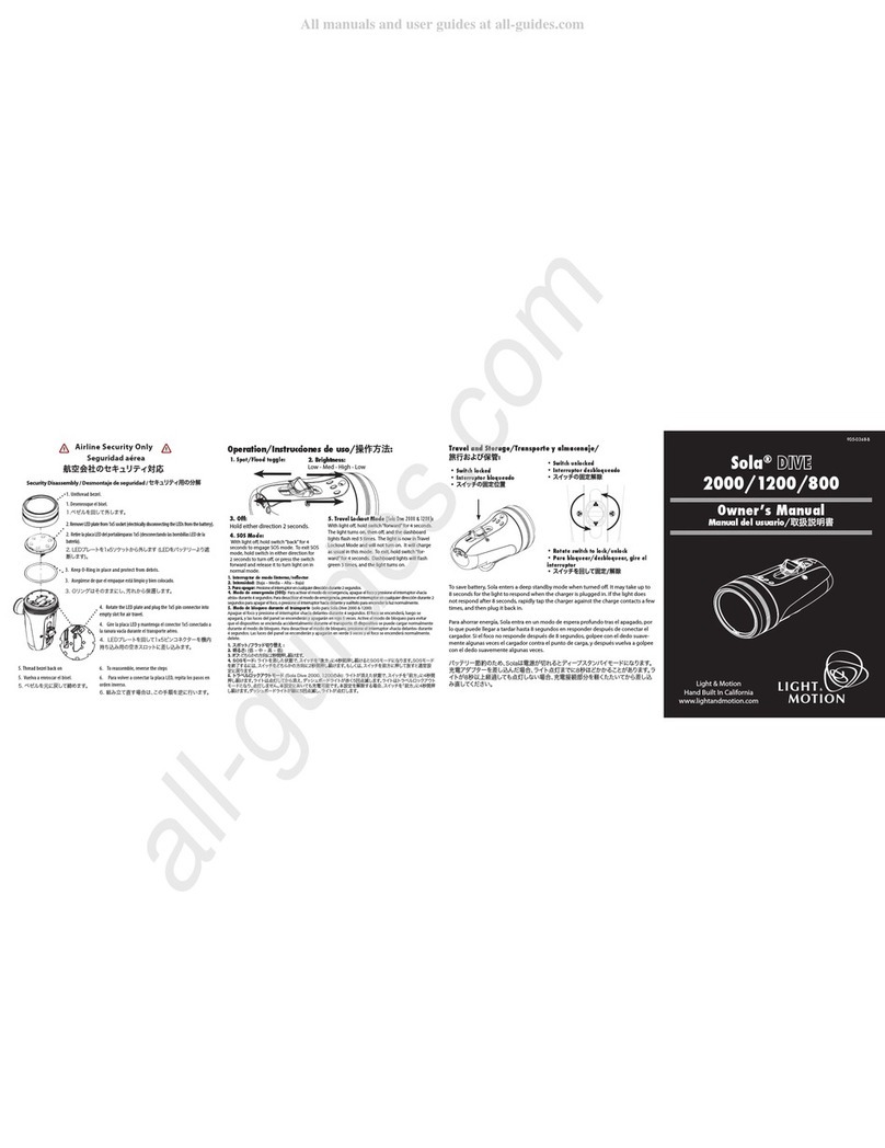Light & Motion Sola DIVE 800 User manual