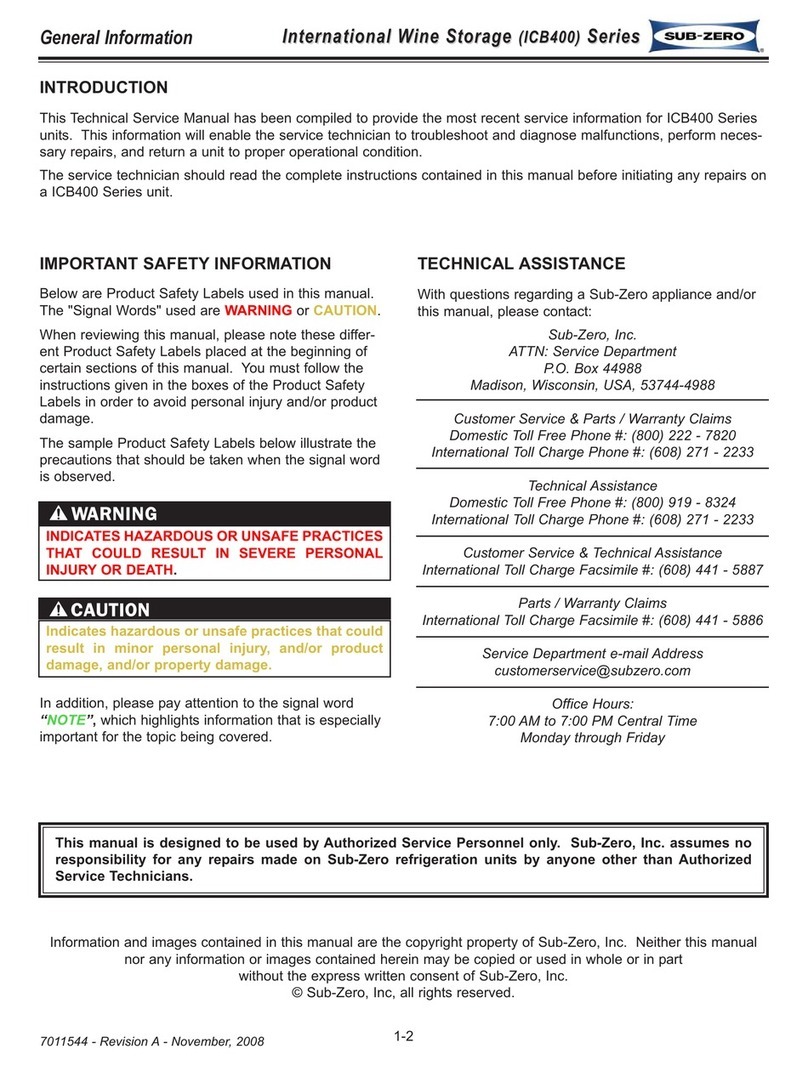 Sub-Zero ICB400 Series User manual