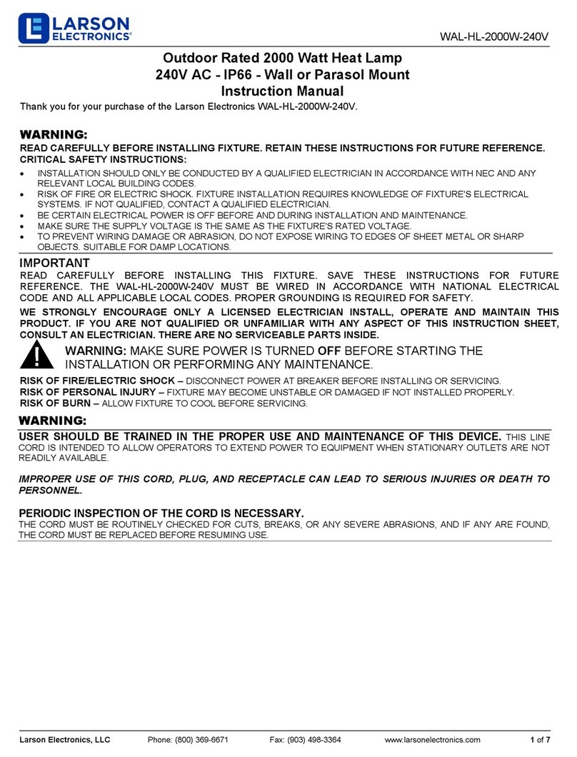 Larson Electronics WAL-HL-2000W-240V User manual Larson Electronics WAL-HL-2000W-240V User manual