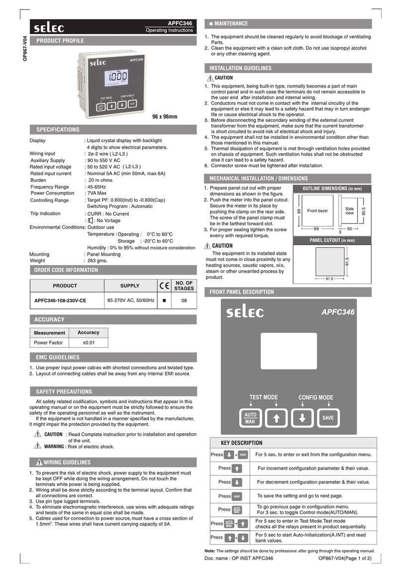 Selec APFC346 operating instructions