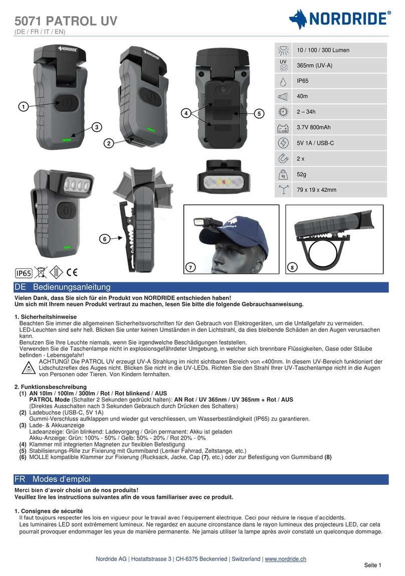 NORDRIDE PATROL UV operating instructions