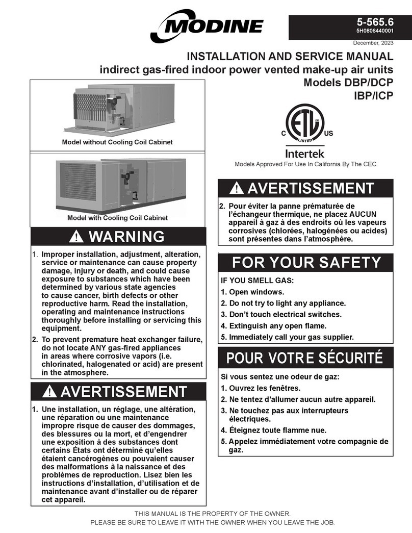 Modine Manufacturing DBG Installation and service manual Modine Manufacturing DBG Installation and service manual