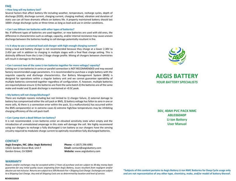 Aegis ABL036040P User manual