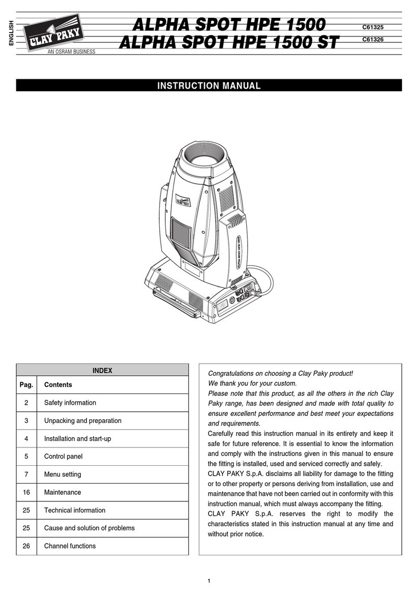 Claypaky ALPHA SPOT HPE 1500 ST instruction manual