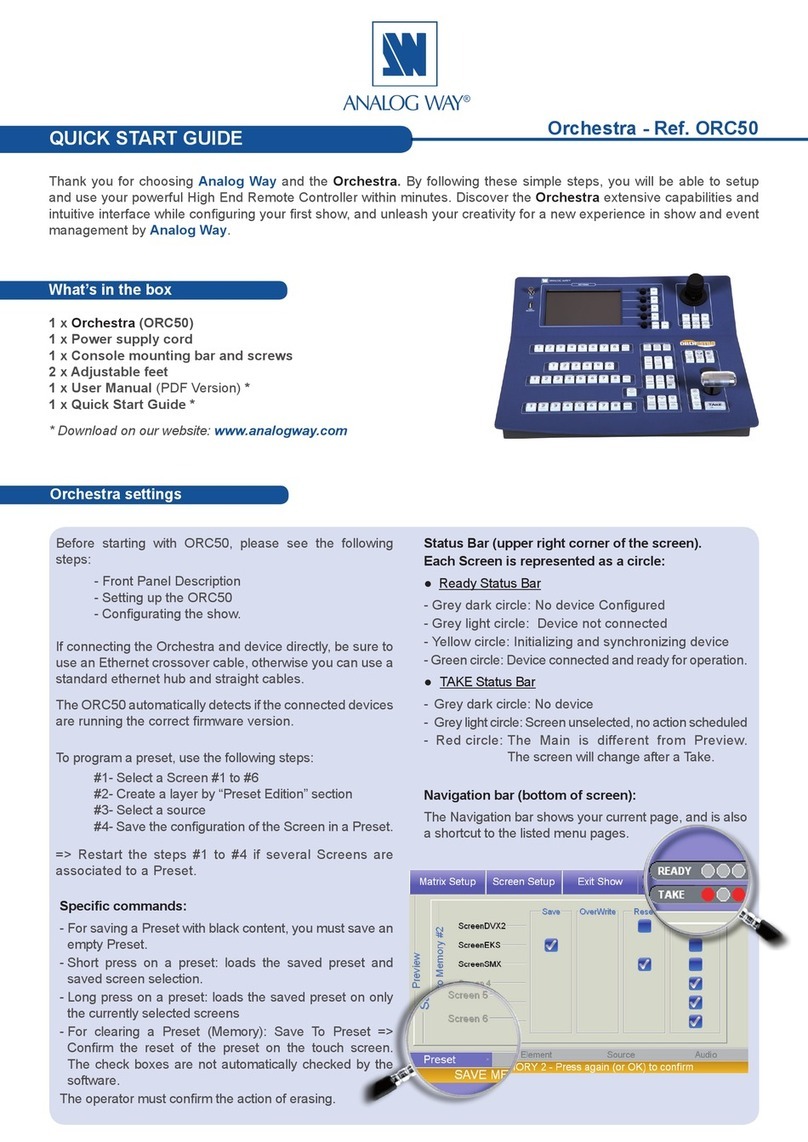 Analog way ORCHESTRA quick start guide
