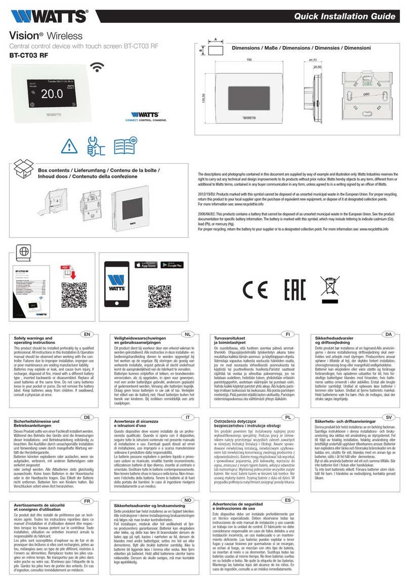 Watts Vision BT-CT03 RF User manual