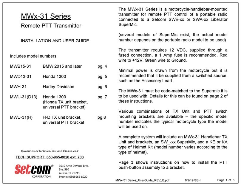 Setcom MW 31 Series Installation and user guide