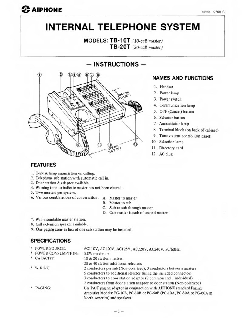 Aiphone TB-10T instructions