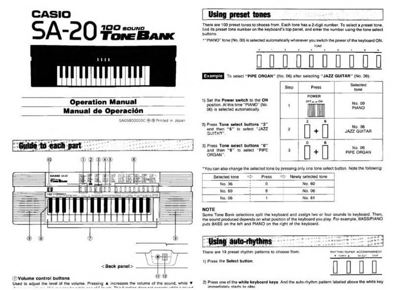 Casio SA-20 Operation manual