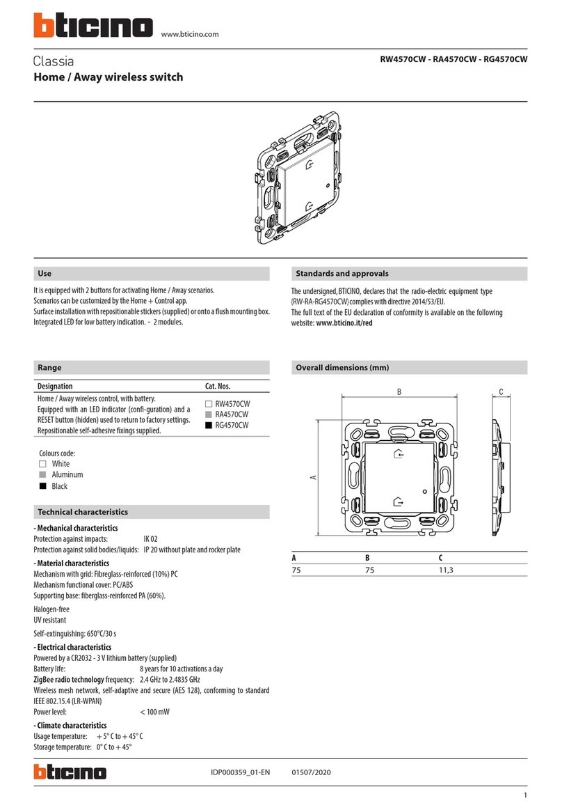 Bticino RW4570CW User manual