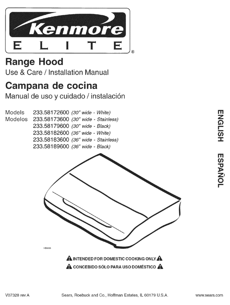 Sears Kenmore ELITE 233.58172600 Use & care / installation manual