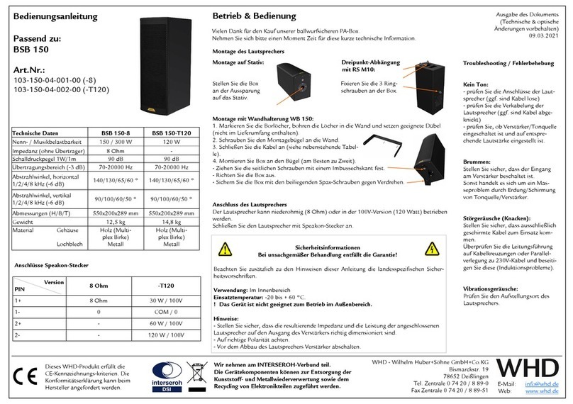 WHD BSB 150 Series User manual