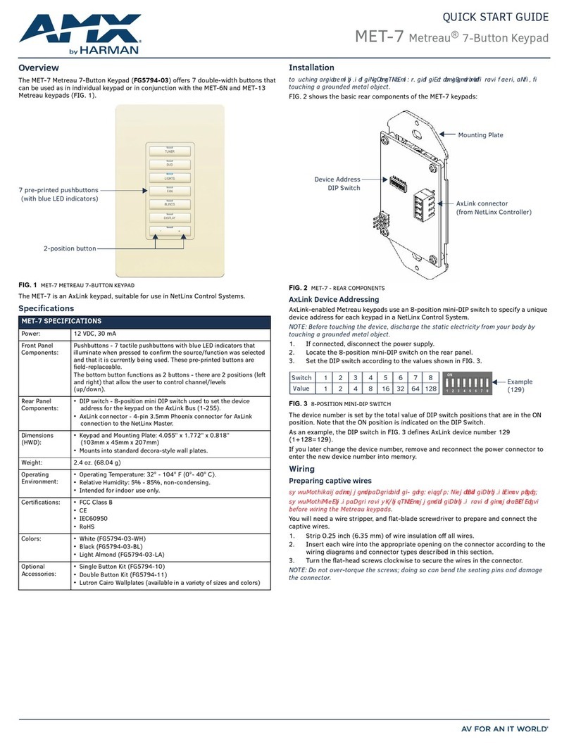 Harman AMX Metreau MET-7 User manual