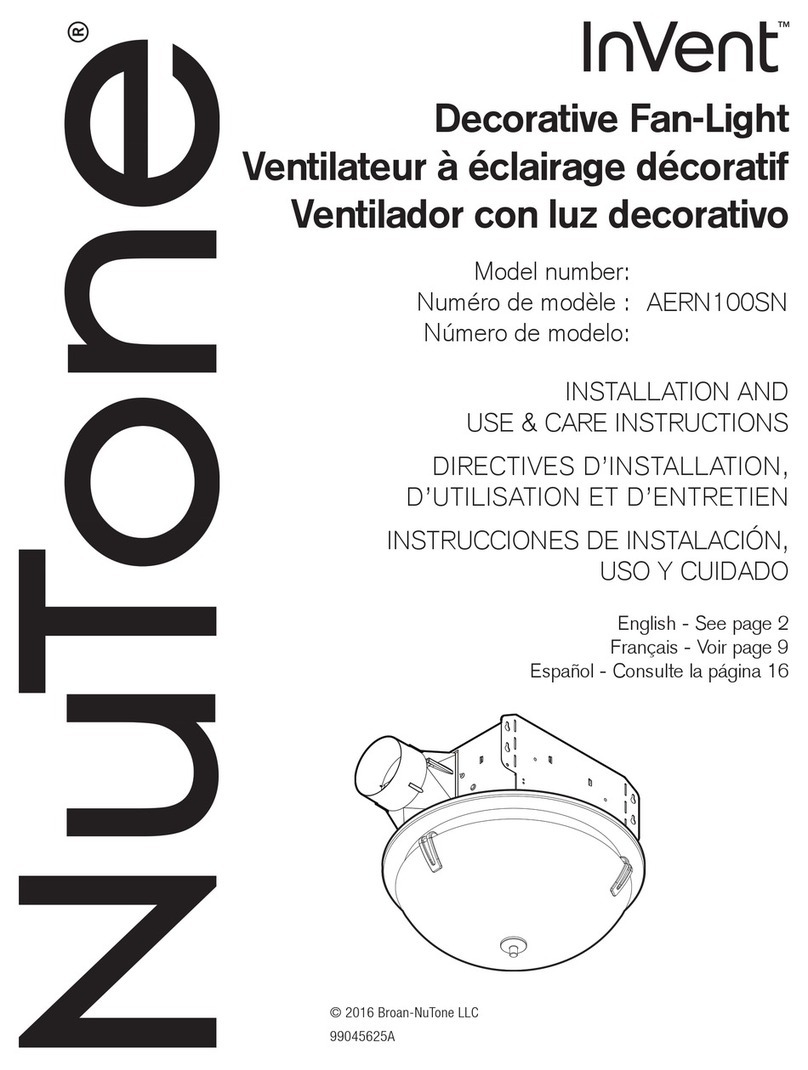 NuTone InVent AERN100SN Installation and Use & Care Instructions