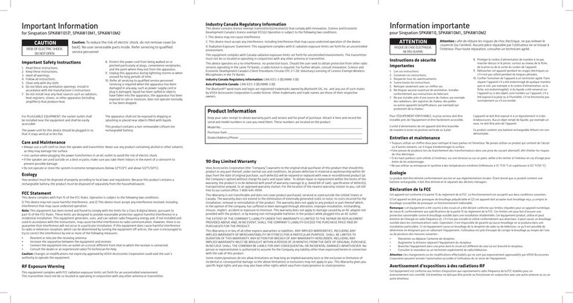 Singsation SPKAW10SP Operating manual