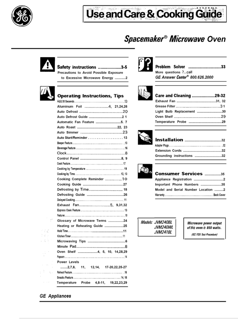 GE Spacemaker JVM240BL Use and care manual