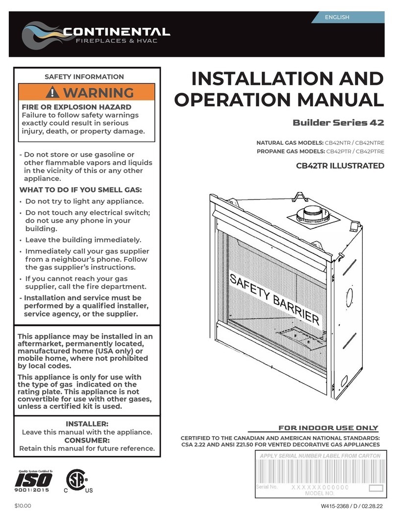 Continental Refrigerator 42 Series Installation and operation manual