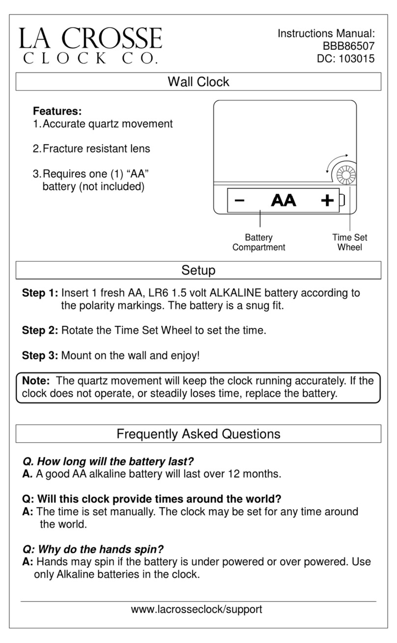 LA CROSSE CLOCK BBB86507 User manual
