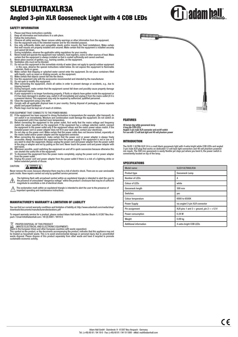 Adam Hall SLED1ULTRAXLR3A User manual
