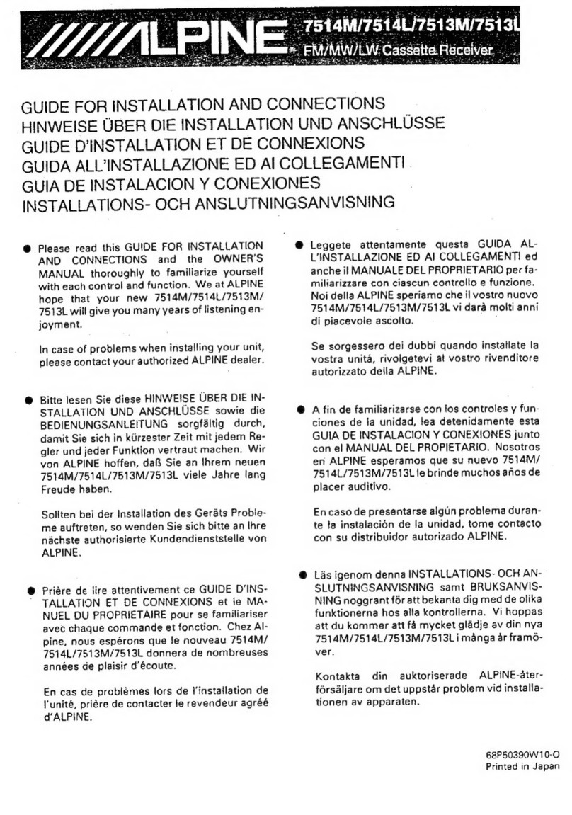Alpine 7514ML 7514L Guide for installation and connections