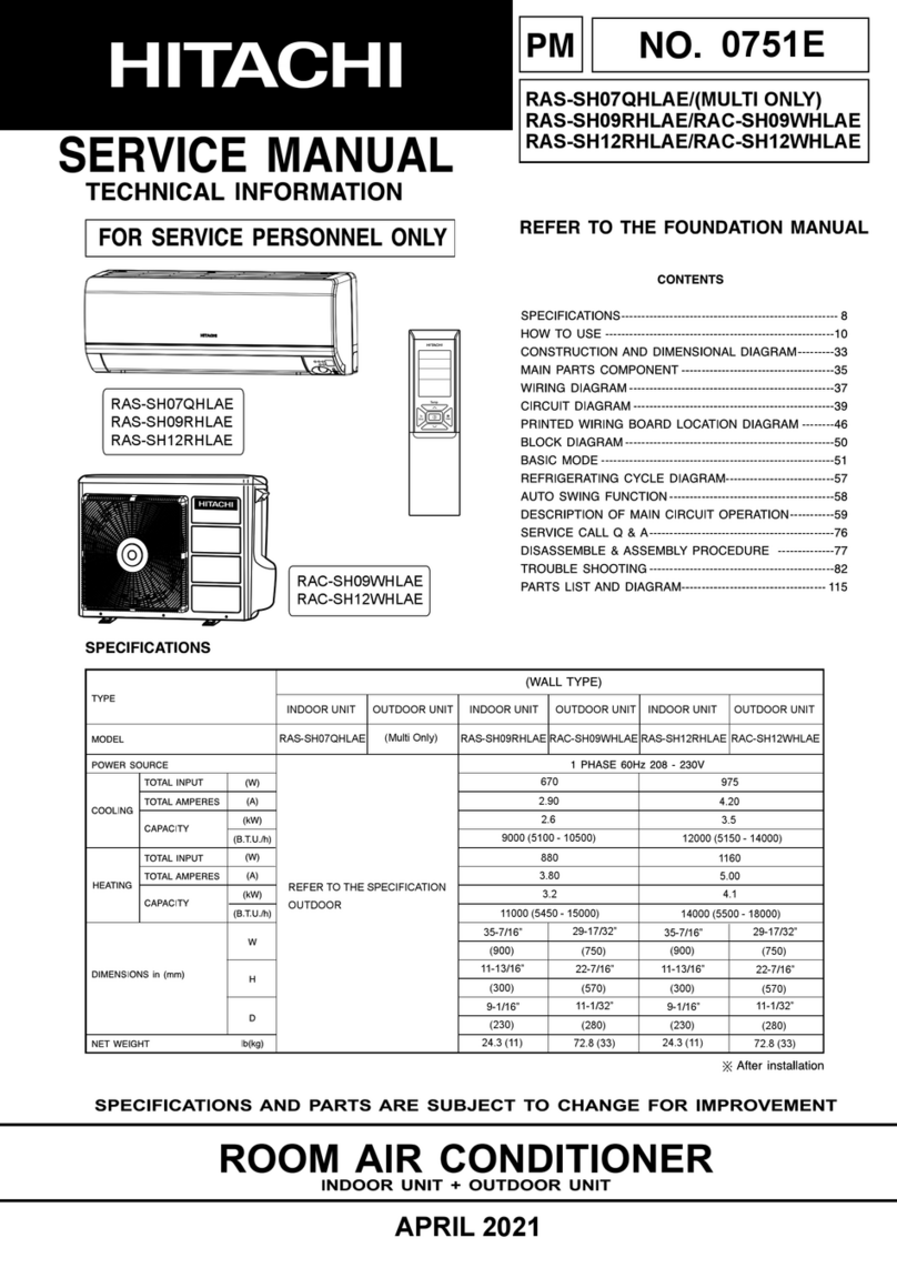 Hitachi RAS-SH07QHLAE User manual