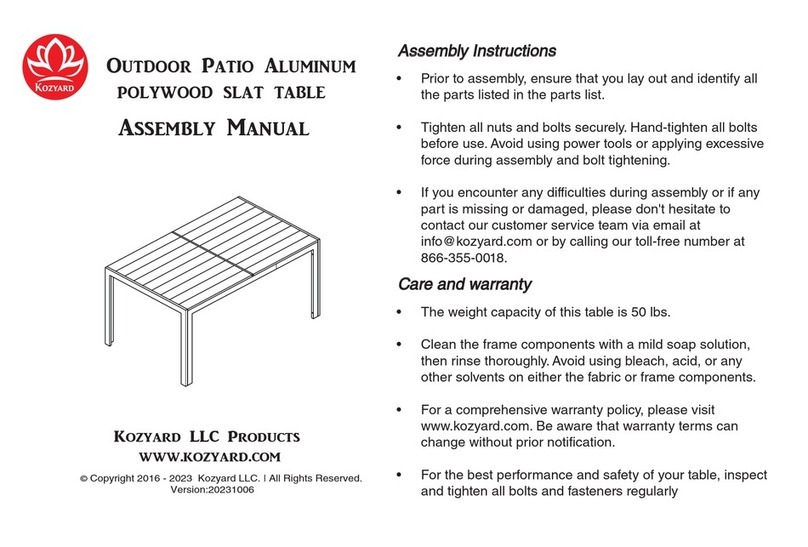 Kozyard KZT111BR Assembly manual