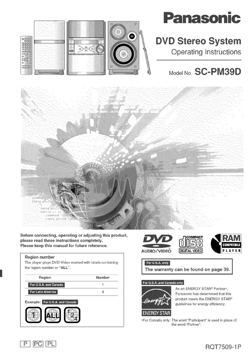 Panasonic SCPM39D - MINI HES W/CD PLAYER operating instructions