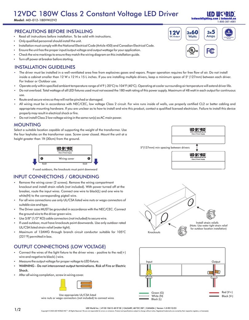 LED World MD-012-180VWJ2V2 quick start guide