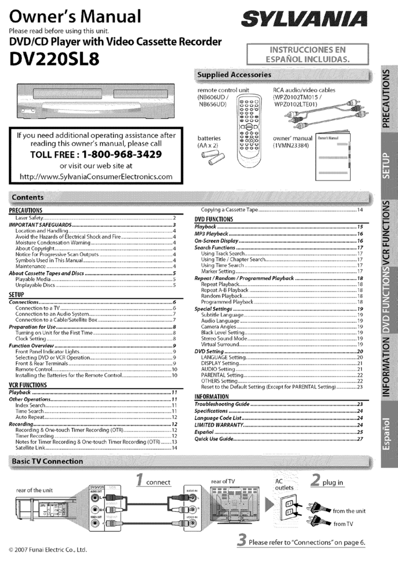 FUNAI SYLVANIA DV220SL8 owner's manual