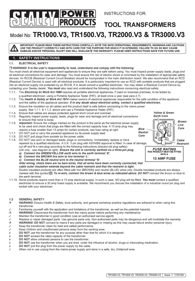 Sealey TR1000.V3 User manual