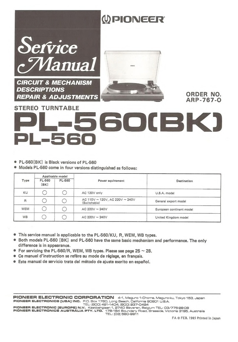 Pioneer PL-560 User manual Pioneer PL-560 User manual