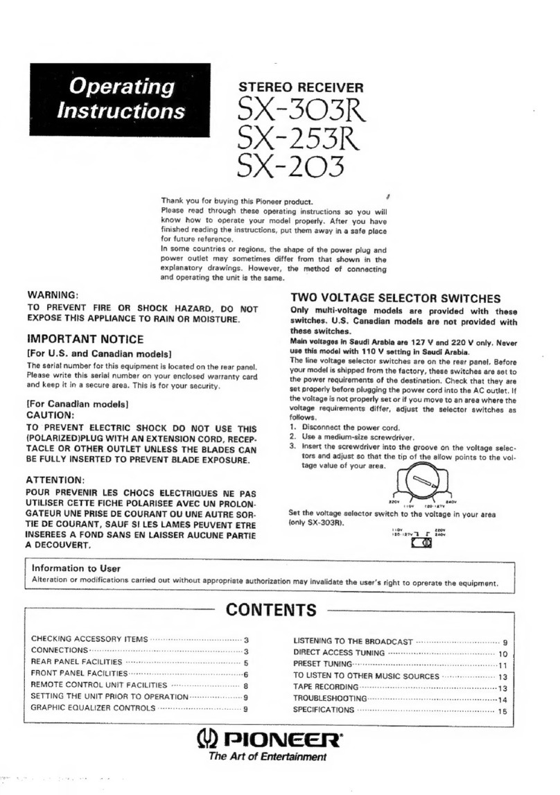 Pioneer SX303R operating instructions