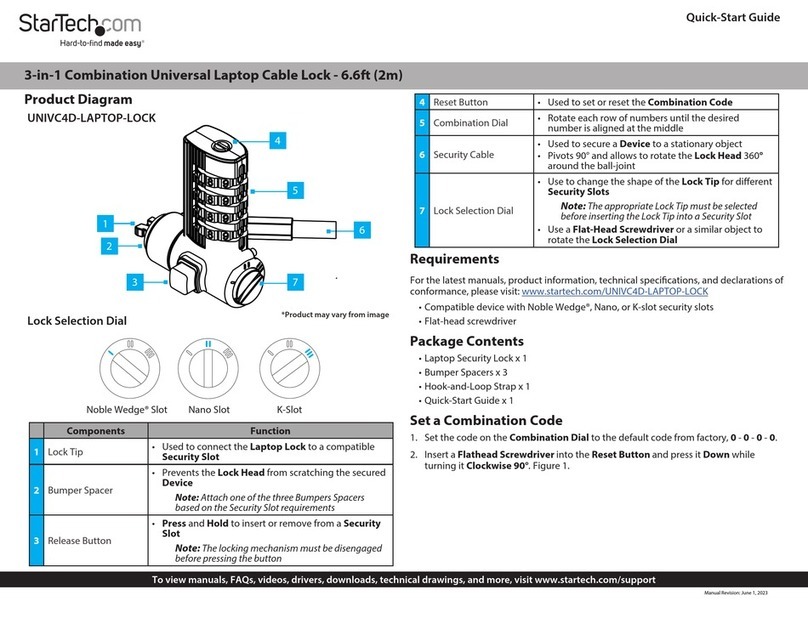 StarTech.com UNIVC4D-LAPTOP-LOCK User manual
