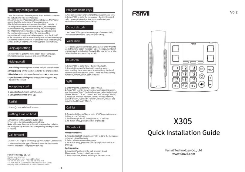 Fanvil X305 User manual