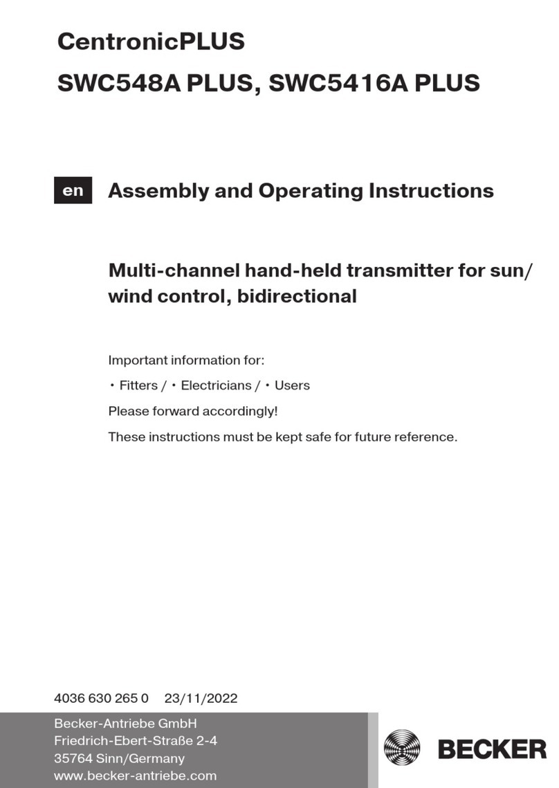 Becker CentronicPLUS SWC548A PLUS Assembly and operating instructions