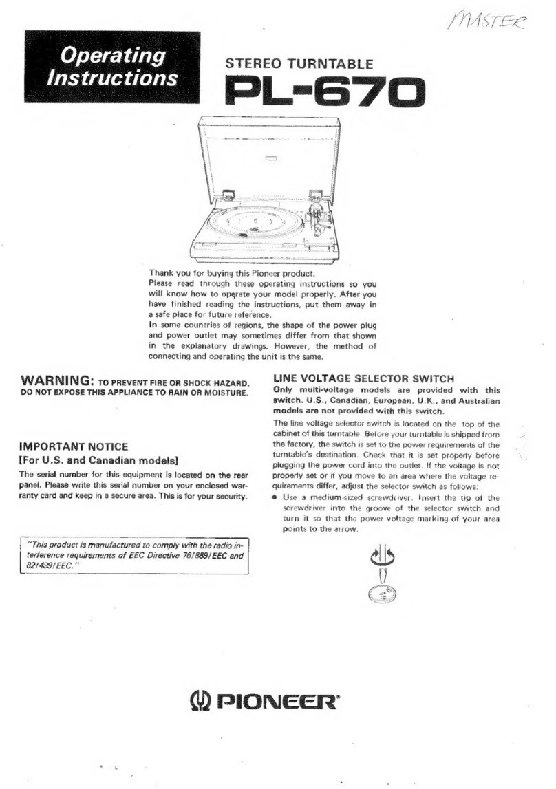 Pioneer PL-670 User manual