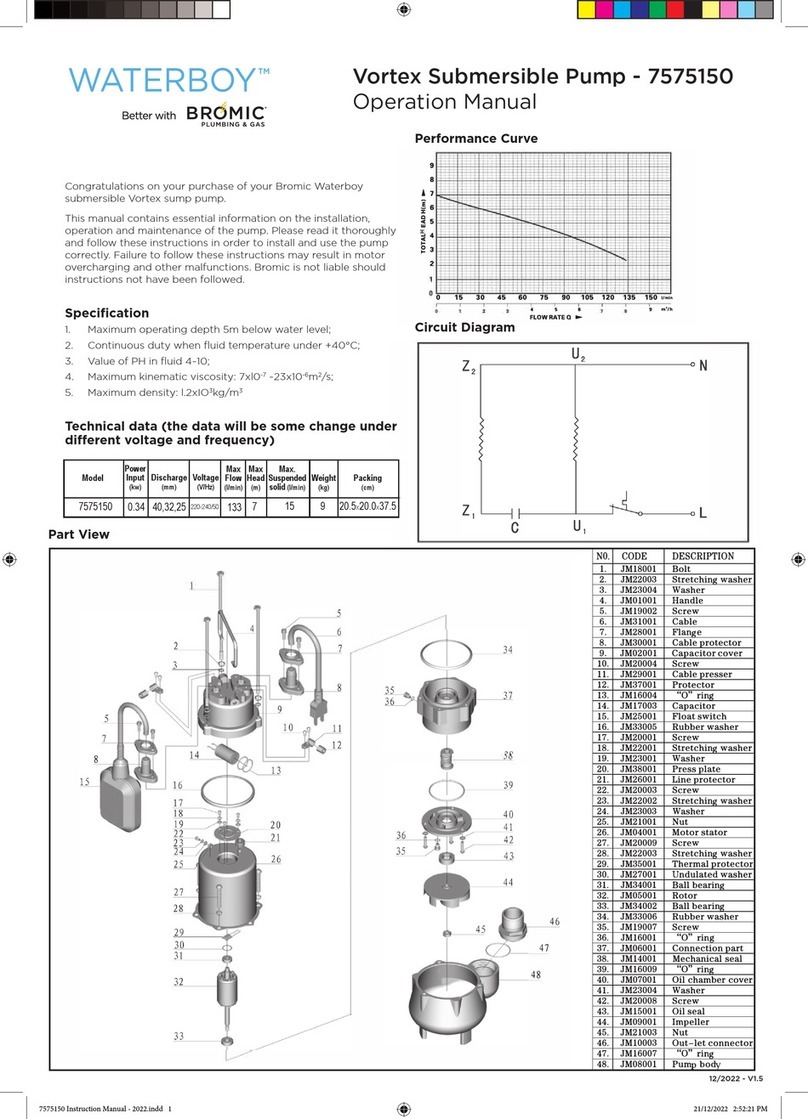 Bromic Heating WATERBOY Vortex 7575150 Operation manual