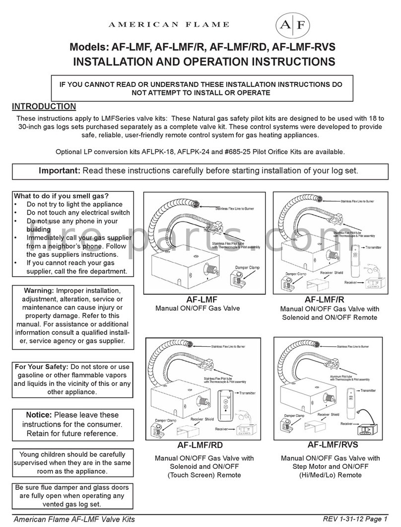 american flame AF-LMF-RVS Installation and operation instruction