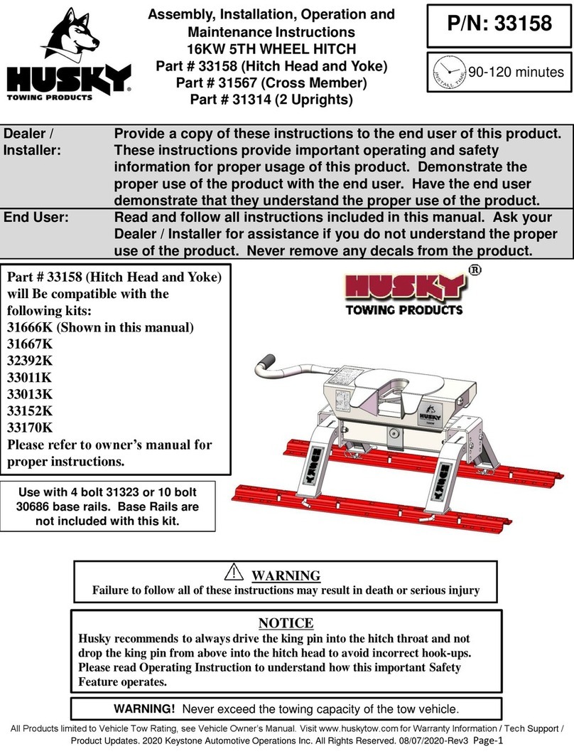 Husky 33158 Assembly, Installation, Operation and Maintenance Instructions Husky 33158 Assembly, Installation, Operation and Maintenance Instructions