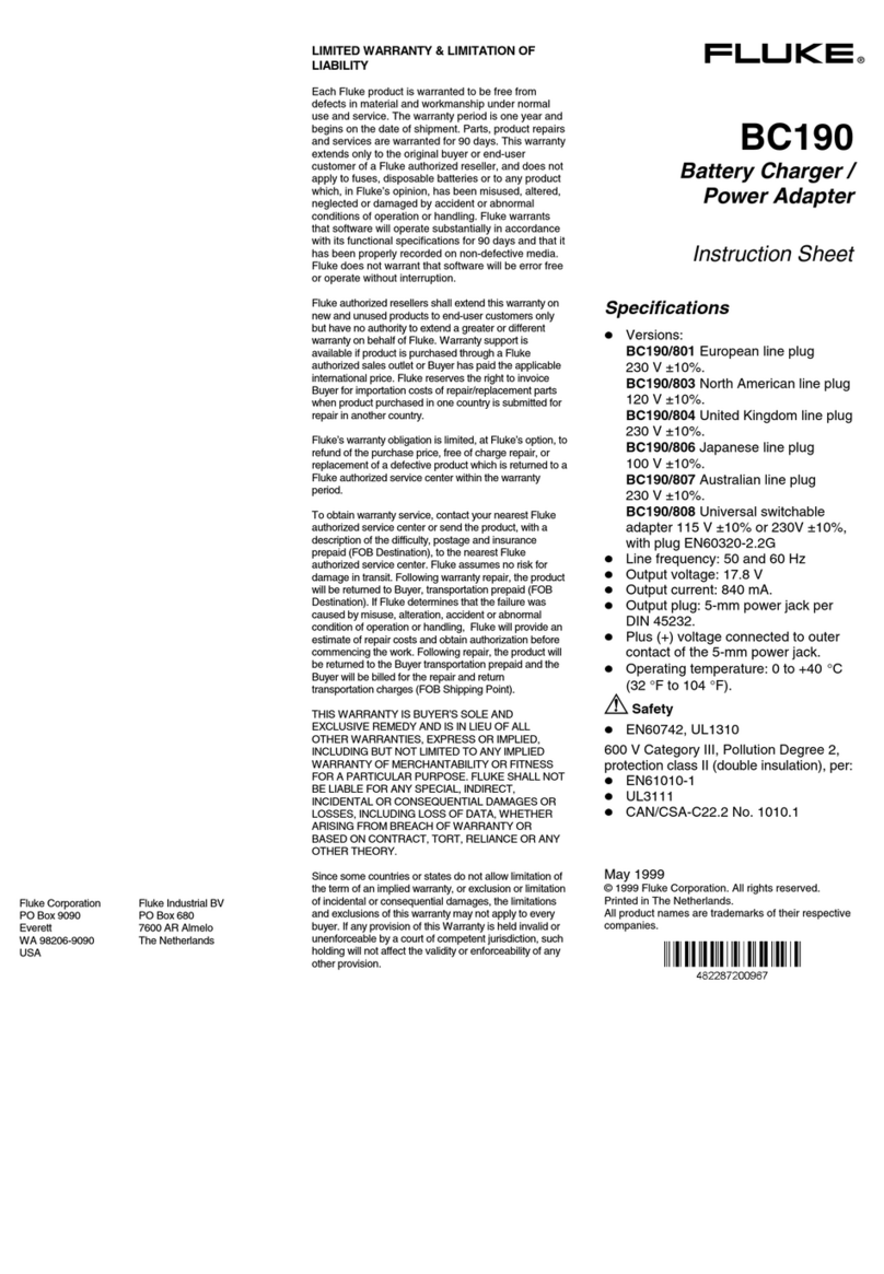 Fluke BC190/803 instruction sheet