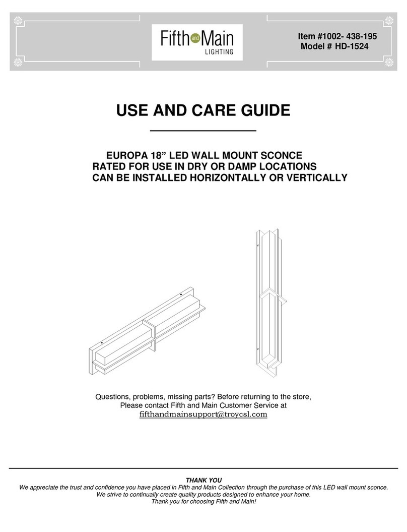 Fifth and Main Lighting HD-1524 Use and care guide Fifth and Main Lighting HD-1524 Use and care guide
